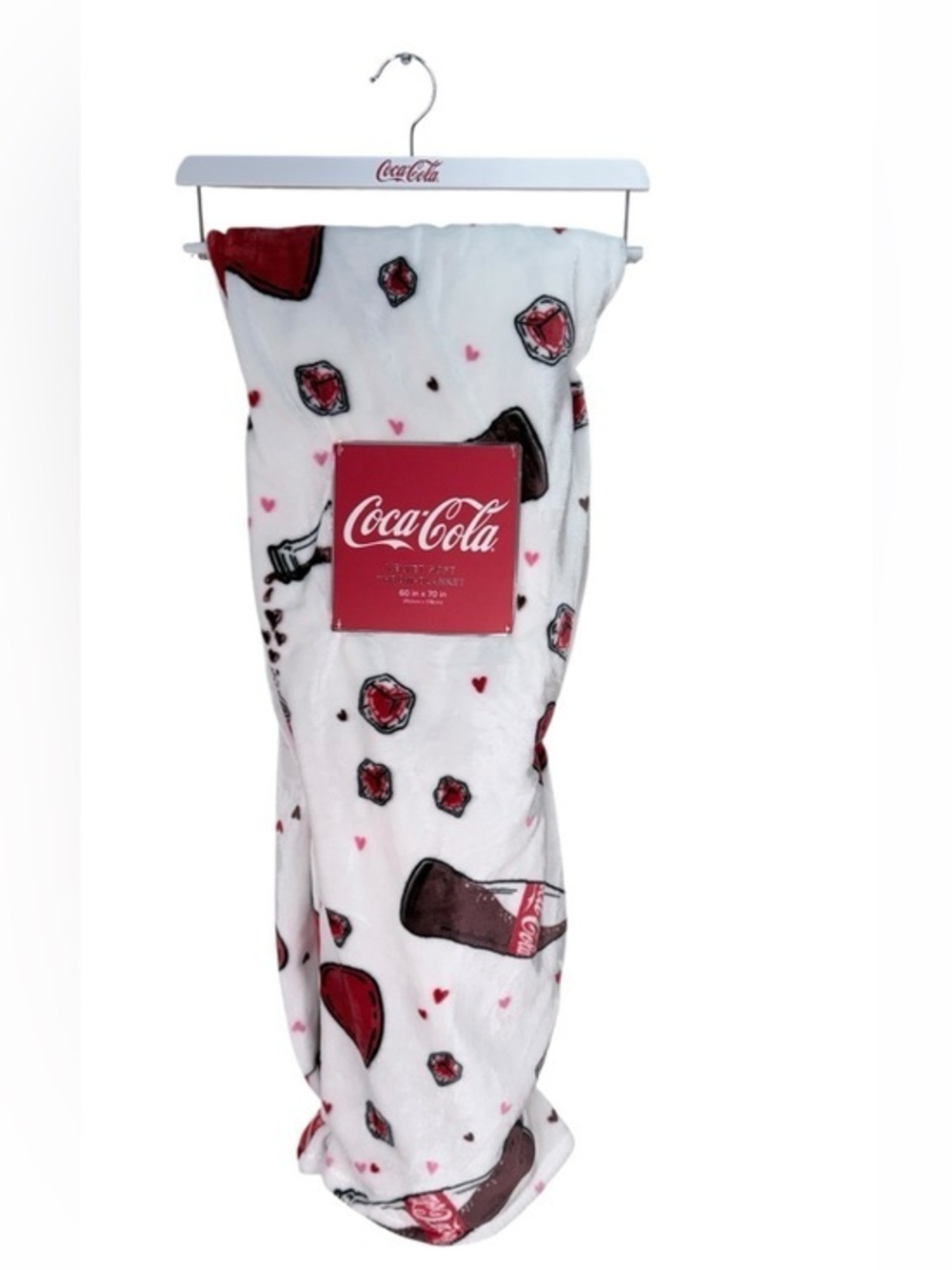 Coca Cola Velvet Plush Throw Blanket 60x70 Coke Bottle Hearts coke a cola New